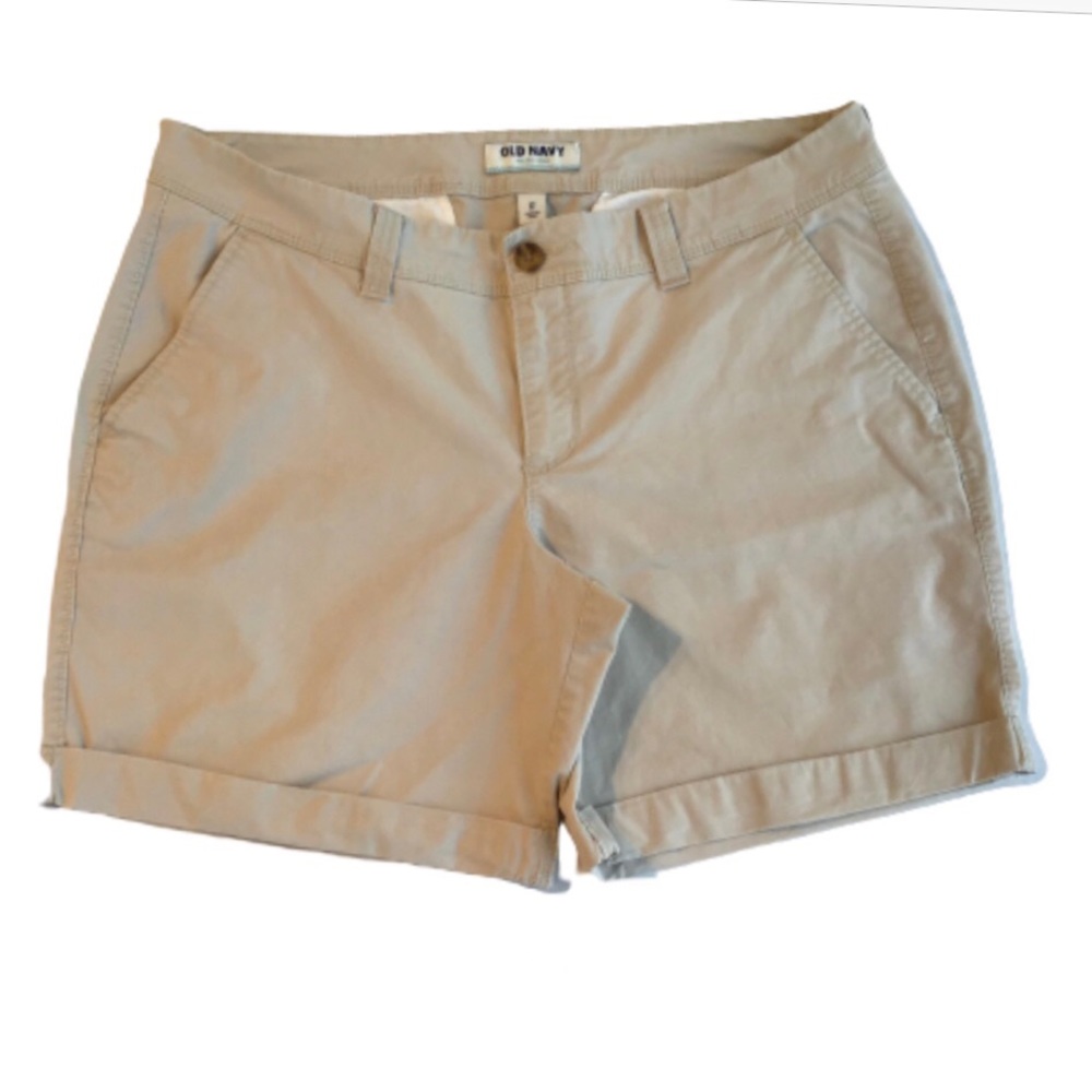 Old Navy Khaki Cuffed Mid Rise Chino Shorts 12